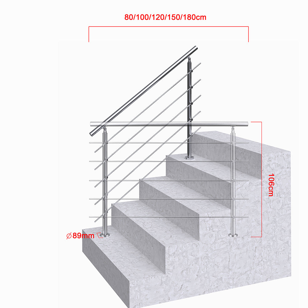 SKY 5 crossbars Balustrade Stairs Stainless Steel handrail