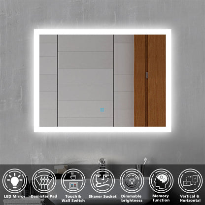 SKY Illuminated LED Bathroom Mirror Wall Mounted Smart Bathroom Vanity Mirror with Demister Pad Anti-fog  Mirror