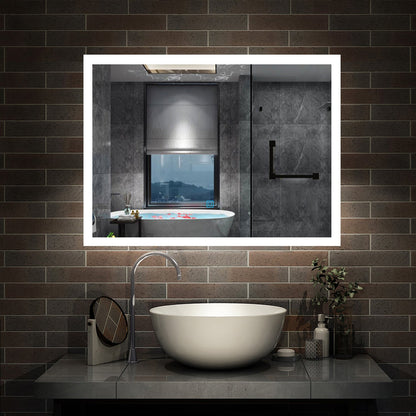 SKY Illuminated LED Bathroom Mirror Wall Mounted Smart Bathroom Vanity Mirror with Demister Pad Anti-fog  Mirror