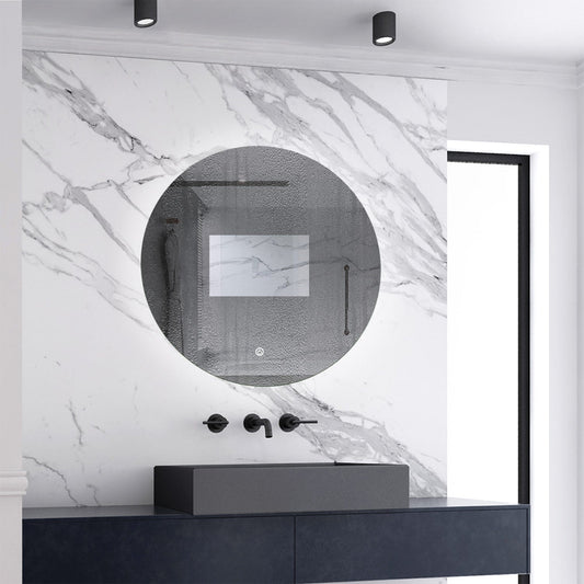 SKY Illuminated Round LED Bathroom Mirror with Anti-fog, Dimmable brightness, Memory Function