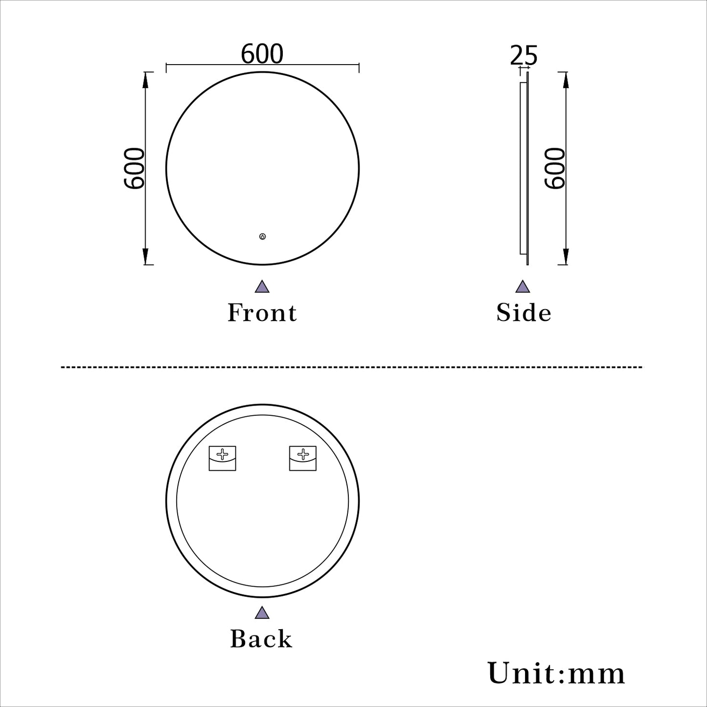 SKY Illuminated Round LED Bathroom Mirror with Anti-fog, Dimmable brightness, Memory Function