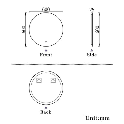 SKY Illuminated Round LED Bathroom Mirror with Anti-fog, Dimmable brightness, Memory Function