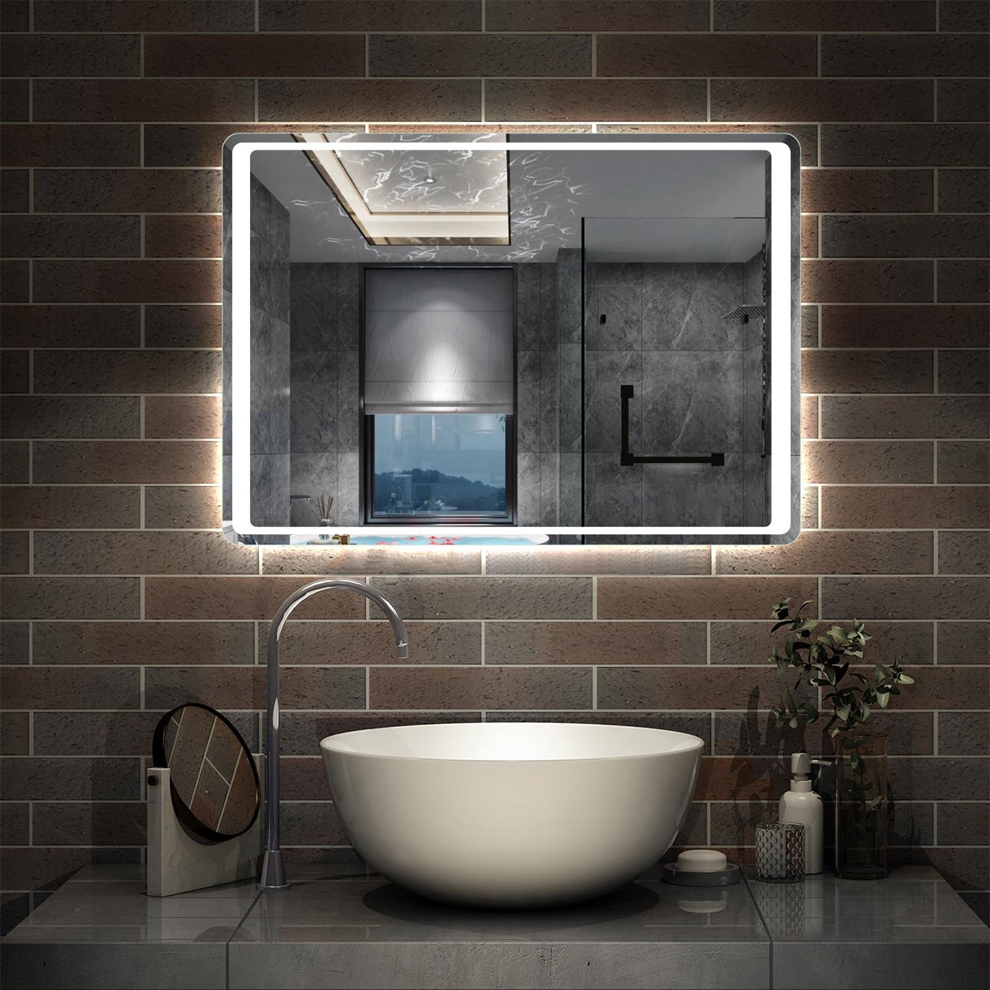 SKY Bathroom LED Frameless Mirror with Motion Sensor Anti Fog