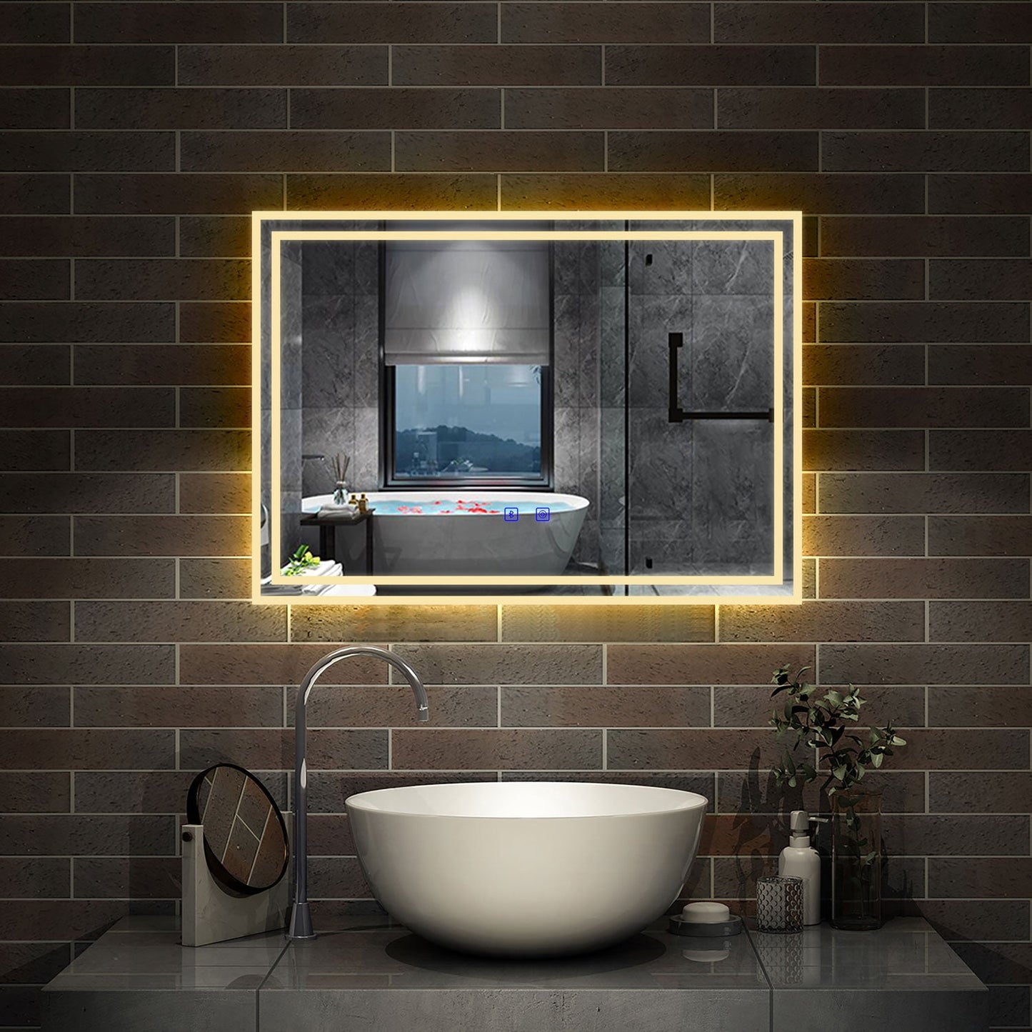 SKY LED Bathroom Mirror with Demister Pad and Bluetooth 3 Colors Dimming Function