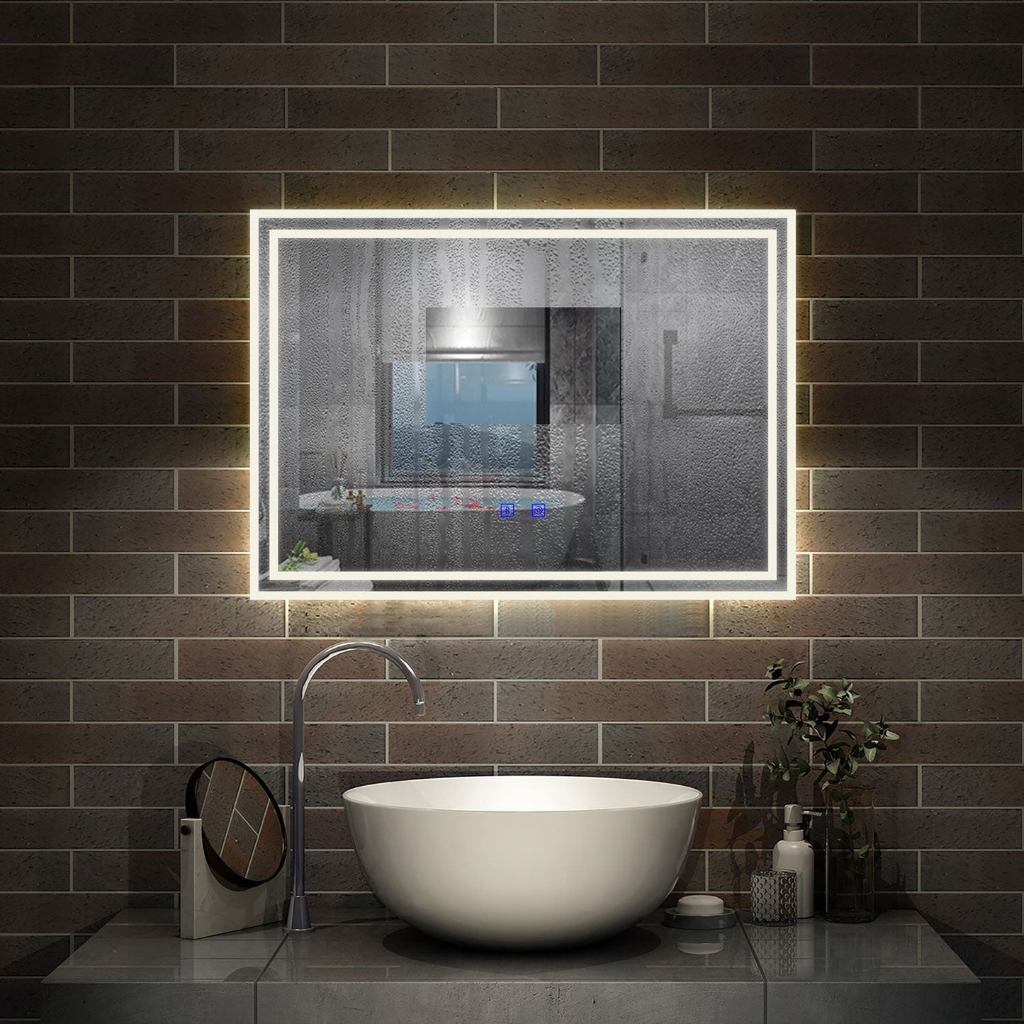 SKY LED Bathroom Mirror with Demister Pad and Bluetooth 3 Colors Dimming Function