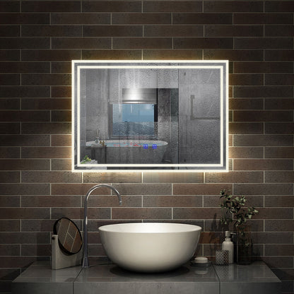 SKY LED Bathroom Mirror with Demister Pad and Bluetooth 3 Colors Dimming Function