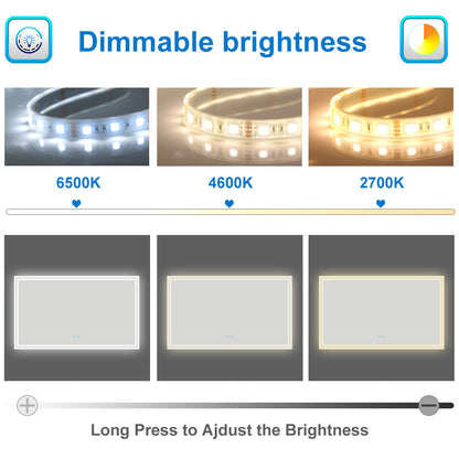 SKY LED Bathroom Mirror with Demister Pad and Bluetooth Speaker 3 Colors Dimming Function