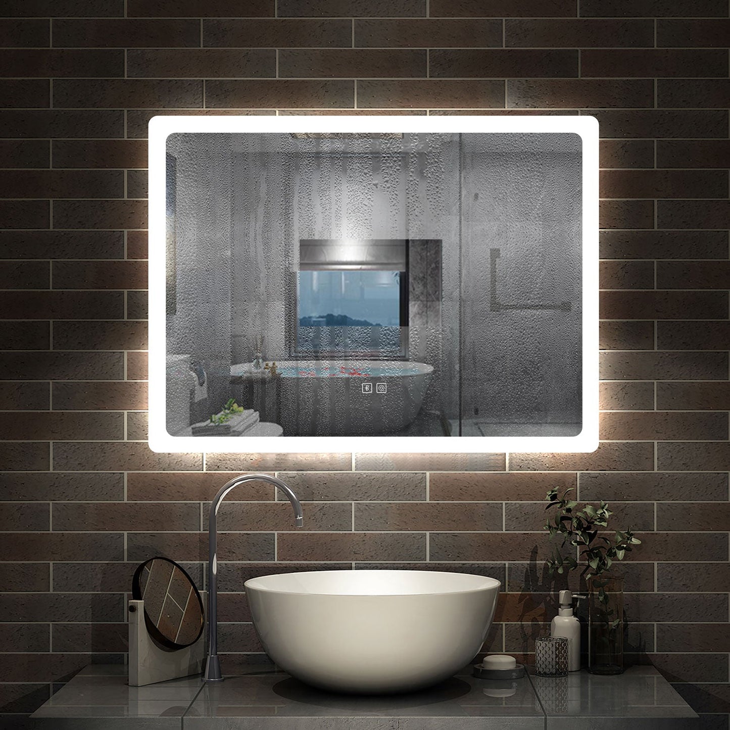 SKY LED Bathroom Mirror with Demister Pad and Bluetooth Speaker 3 Colors Dimming Function