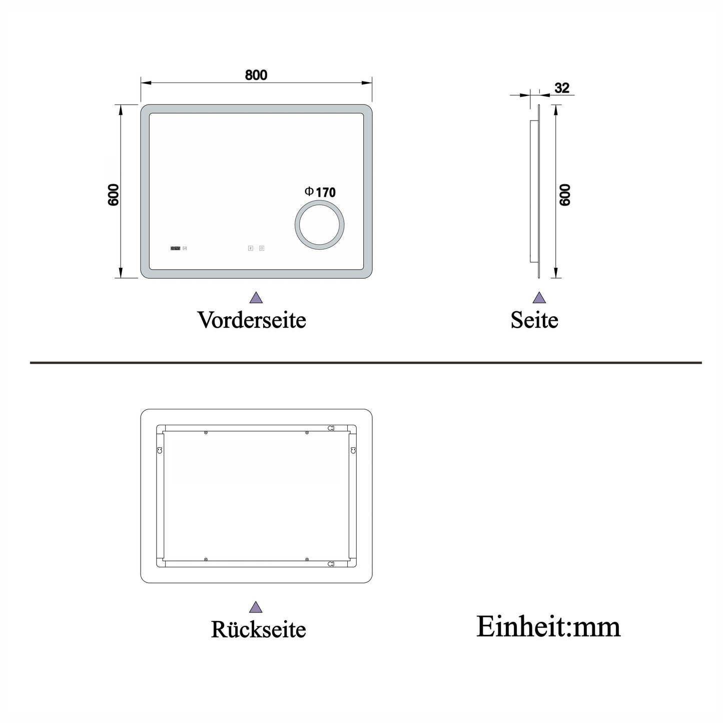 SKY bathroom LED Mirror Bluetooth Bathroom Mirror with LED Lights, Magnifying Bathroom Mirrors with Dimmable 3 Colors, Clock, Demister Pad,IlluminatedWall Mounted Vanity Mirror Horizontal/Vertical,Anti-fog
