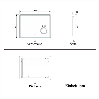 SKY bathroom LED Mirror Bluetooth Bathroom Mirror with LED Lights, Magnifying Bathroom Mirrors with Dimmable 3 Colors, Clock, Demister Pad,IlluminatedWall Mounted Vanity Mirror Horizontal/Vertical,Anti-fog