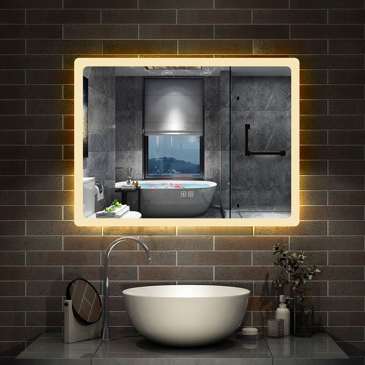 SKY LED Bathroom Mirror with Demister Pad and Bluetooth Speaker 3 Colors Dimming Function