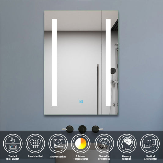 SKY Bathroom LED Mirror with Shaver Socket, Dimmable