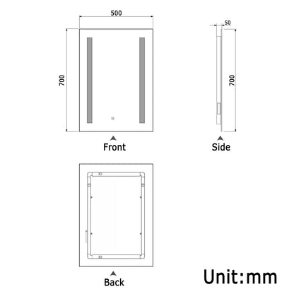 SKY bathroom LED Bathroom Mirror with Shaver Socket, Dimmable 50x70/60x80cm