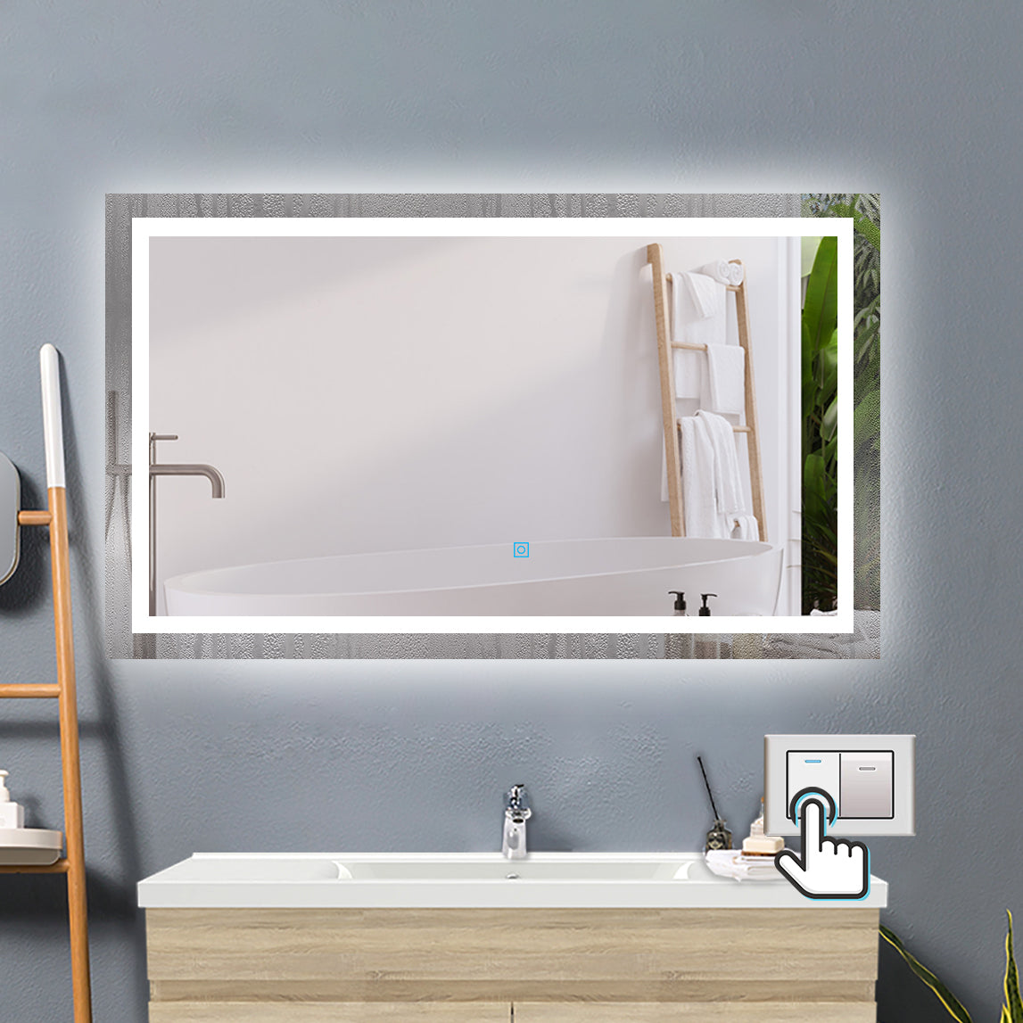 SKY bathroom 3 Colour LED Mirror, Anti-fog, Touch wall switch, Infinitely Dimmable, Power Failure Memory