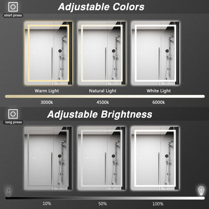 SKY bathroom 3 Colour LED Mirror, Anti-fog, Touch wall switch, Infinitely Dimmable, Power Failure Memory