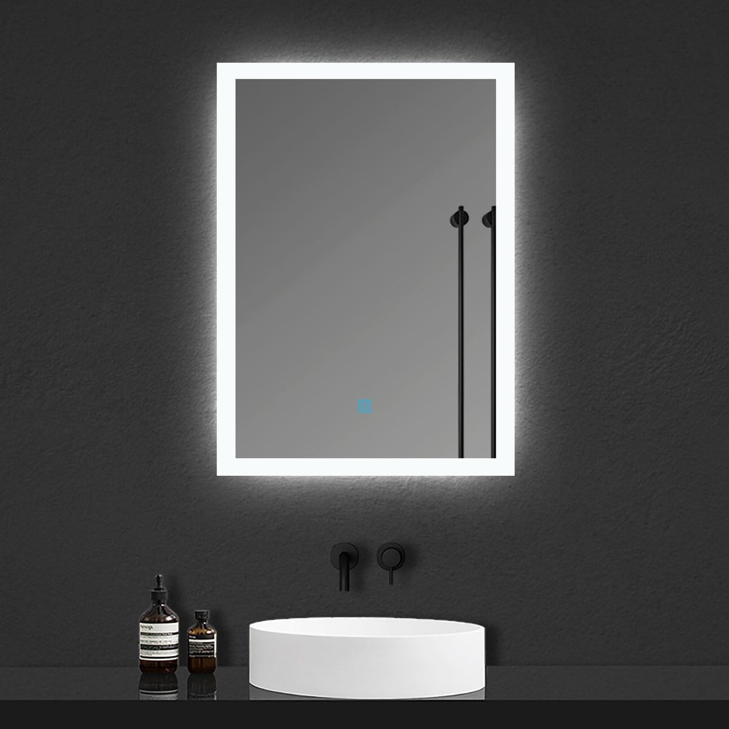 SKY bathroom Bathroom LED Mirror, Illuminated bathroom Mirror with LED Lights Dimmable Anti-fog Shatter-Proof with Demister Pad Tempered Wall Mirrors