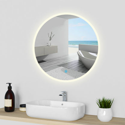 SKY bathroom Bluetooth speaker Round Mirror with LED Lights, Illuminated Bathroom Mirror 3 Colour Demister