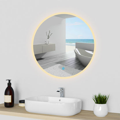 SKY bathroom Bluetooth speaker Round Mirror with LED Lights, Illuminated Bathroom Mirror 3 Colour Demister