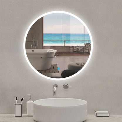 SKY bathroom Bluetooth speaker Round Mirror with LED Lights, Illuminated Bathroom Mirror 3 Colour Demister