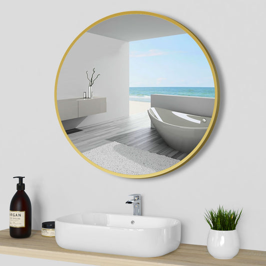SKY Modern Round Mirror Golden Framed Wall Mounted