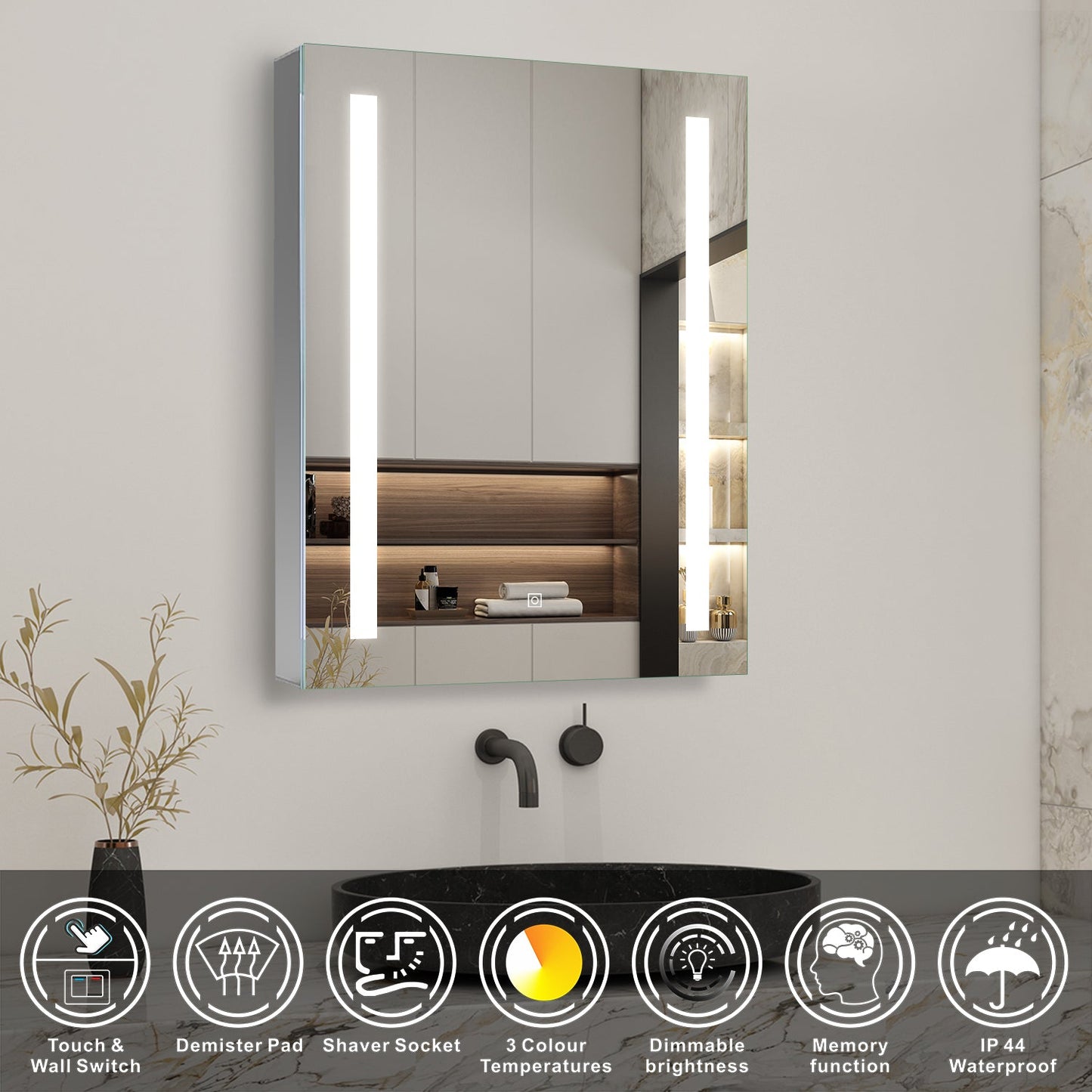 SKY bathroom LED Lights Mirror Cabinet 45-80cm