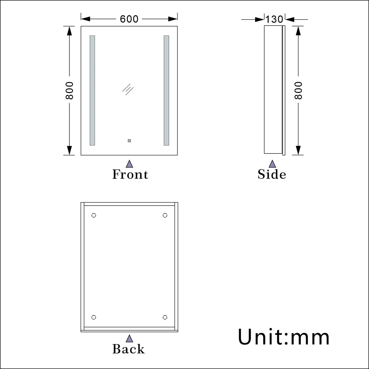 SKY bathroom LED Lights Mirror Cabinet 45-80cm