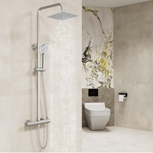Thermostatic Bath Shower Mixer Chrome & Black Set