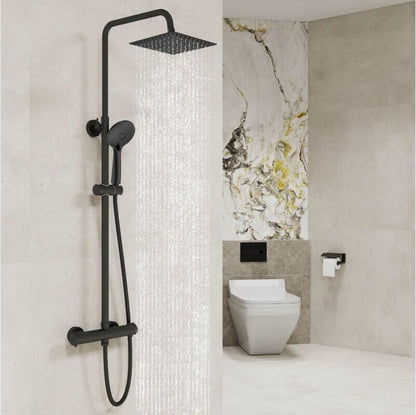 Thermostatic Bath Shower Mixer Chrome & Black Set
