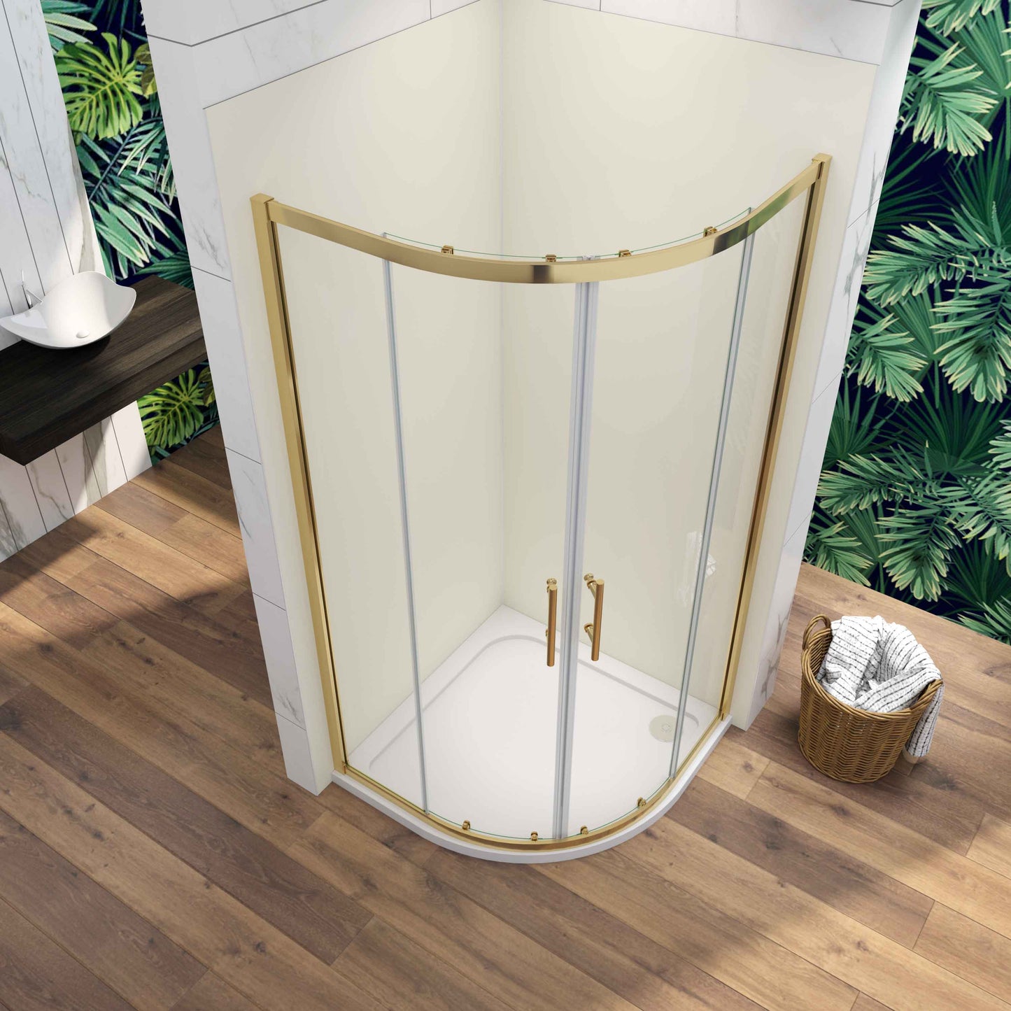 SKY Quadrant Shower Enclosure Golden Sliding Door 80x80x185cm