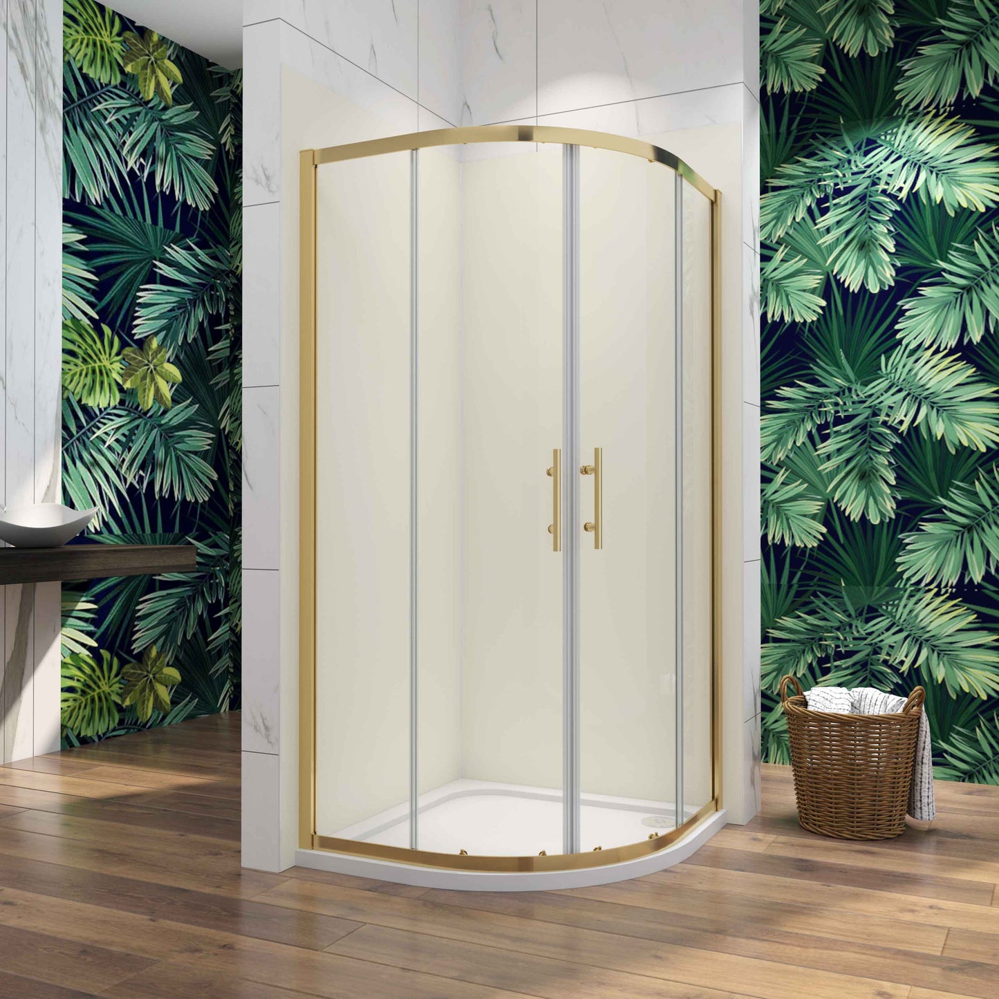 SKY Quadrant Shower Enclosure Golden Sliding Door 80x80x185cm