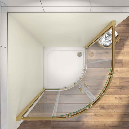 SKY Quadrant Shower Enclosure Golden Sliding Door 80x80x185cm
