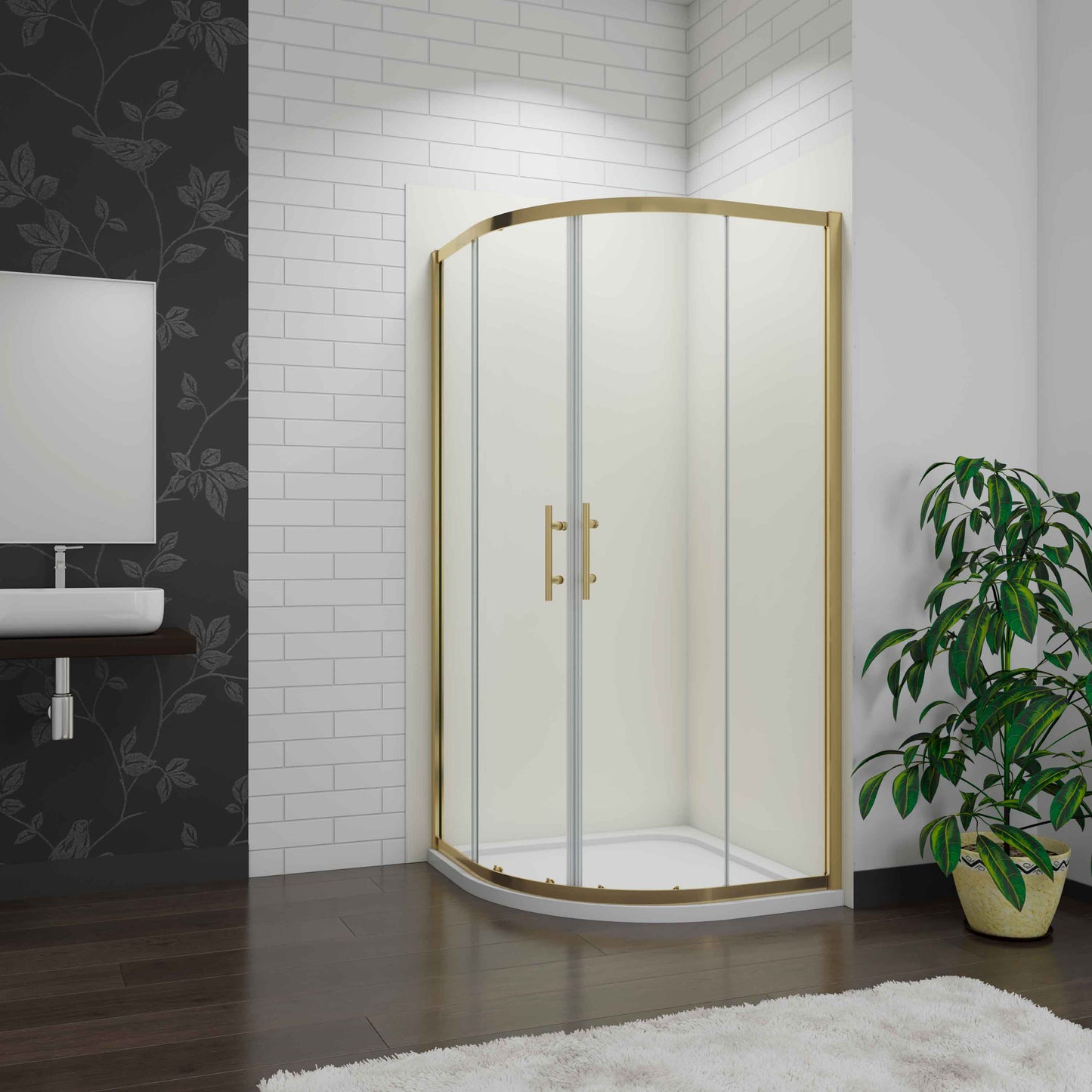 SKY Quadrant Shower Enclosure Golden Sliding Door 80x80x185cm