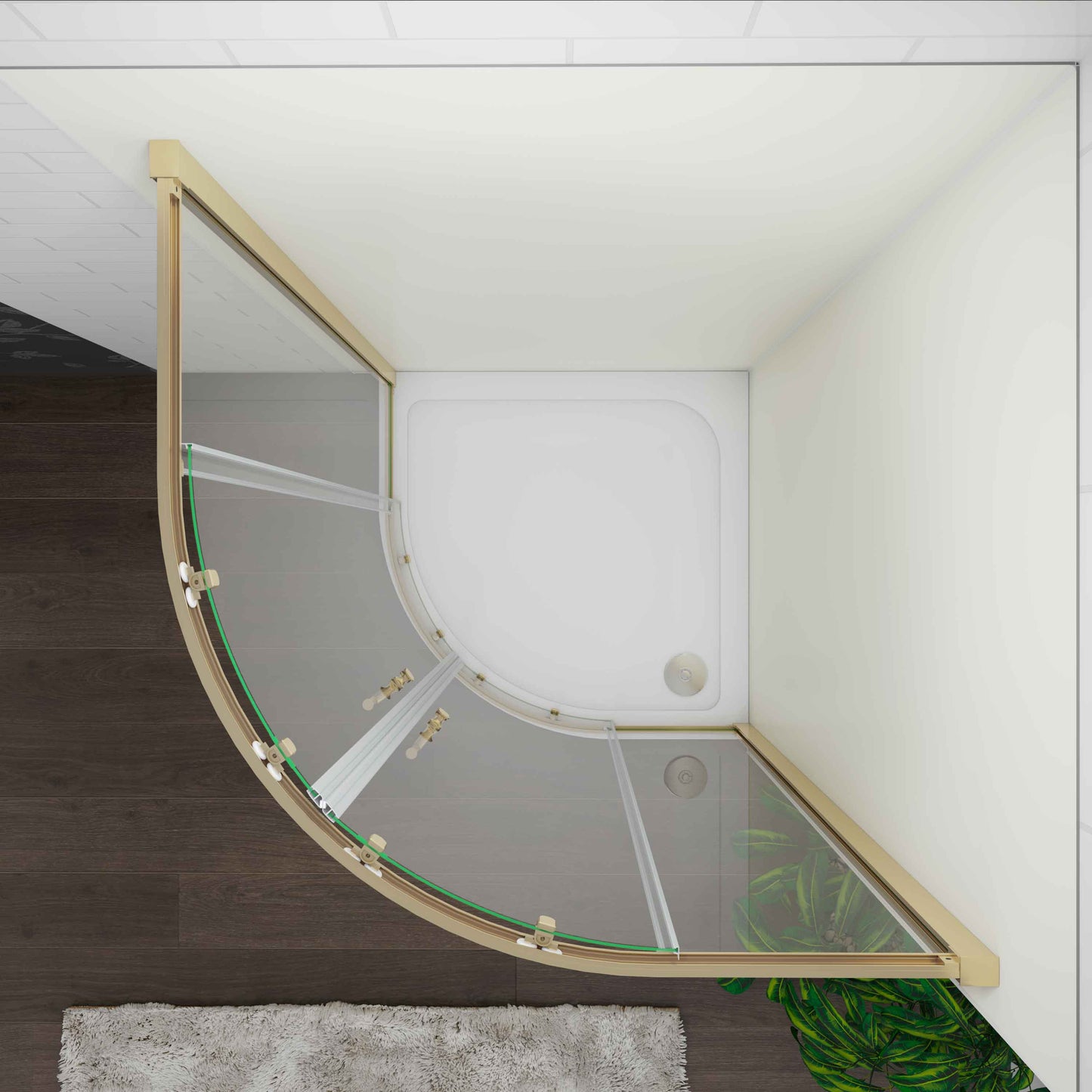 SKY Quadrant Shower Enclosure Golden Sliding Door 80x80x185cm