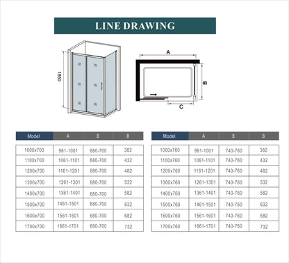 Sliding Shower Enclosure Cubicle Door + Side Panel + Tray