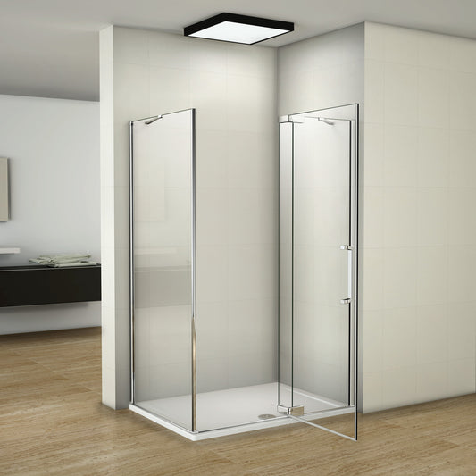 SKY Bathroom Frameless Pivot Shower Room 8mm NANO Glass 195cm