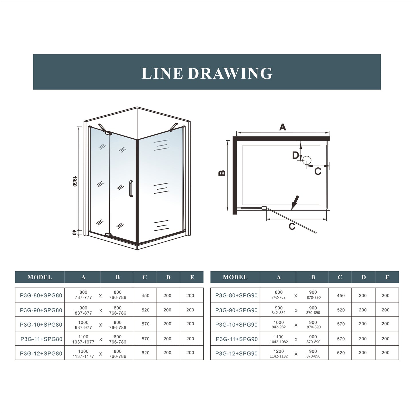 SKY Bathroom Frameless Pivot Shower Room 8mm NANO Glass 195cm