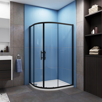 Black Quadrant Shower Enclosure Cubicle Corner Entry 6mm Glass 185cm