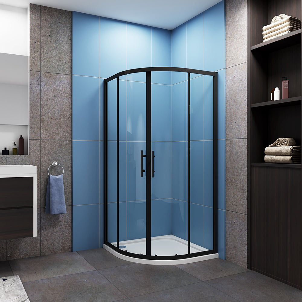 Black Quadrant Shower Enclosure Cubicle Corner Entry 6mm Glass 185cm