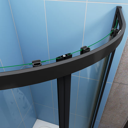 Black Quadrant Shower Enclosure Cubicle Corner Entry 6mm Glass 185cm