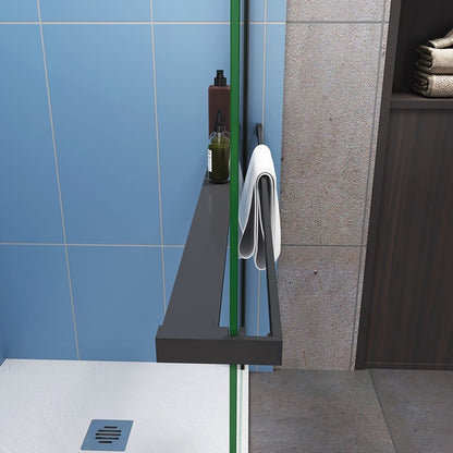 Walk In Shower Enclosure 8mm Glass Panel Black Towel Rail Rack