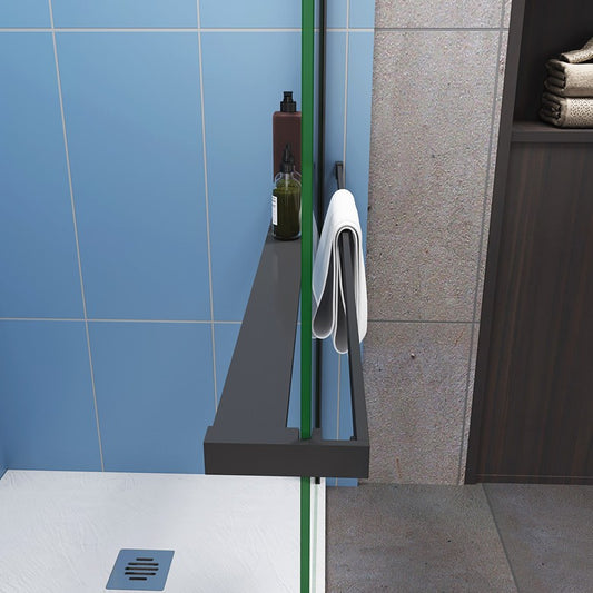 Walk In Shower Enclosure 8mm Glass Panel Black Towel Rail Rack