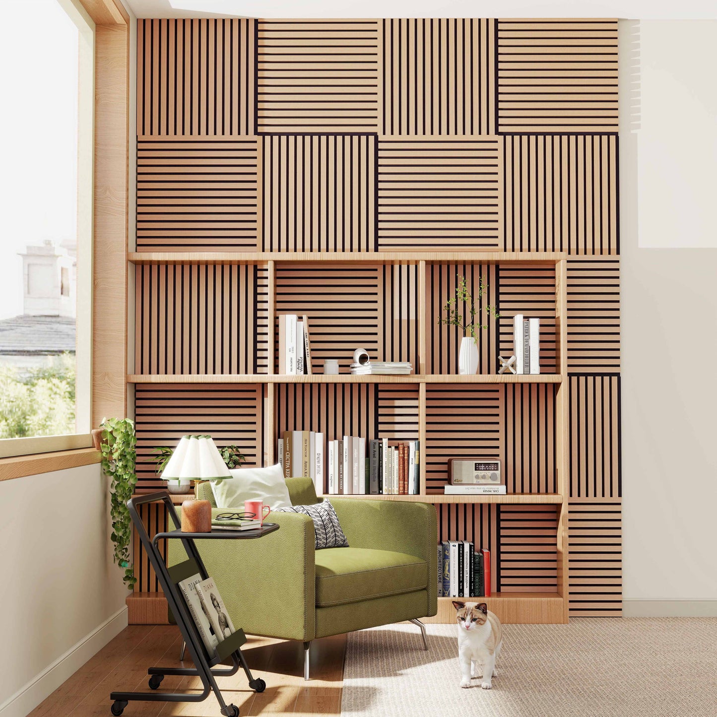 SKY Decorative Acoustic Wall Panels Wood Veneer MDF Sound Proofing 600/1200/2400x600(mm)
