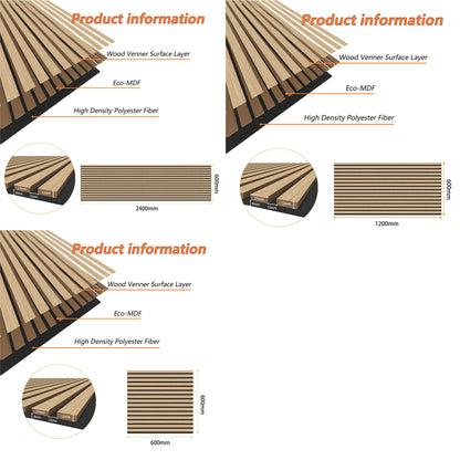 SKY Acoustic Decorative Wall Panels MDF Wood Veneer Sound Proofing 120/240x60cm