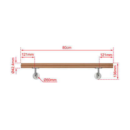 SKY 304 Stainless Steel Wall Mount Handrail, Wood Grain Finish
