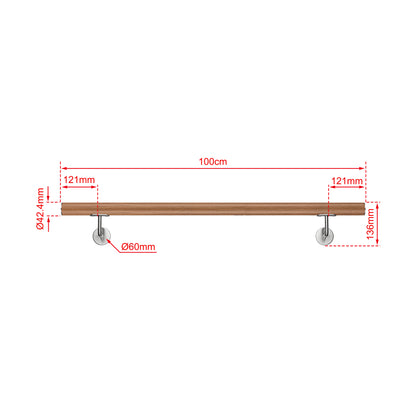 SKY 304 Stainless Steel Wall Mount Handrail, Wood Grain Finish