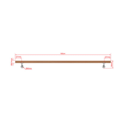 SKY 304 Stainless Steel Wall Mount Handrail, Wood Grain Finish