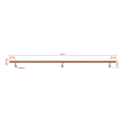 SKY 304 Stainless Steel Wall Mount Handrail, Wood Grain Finish