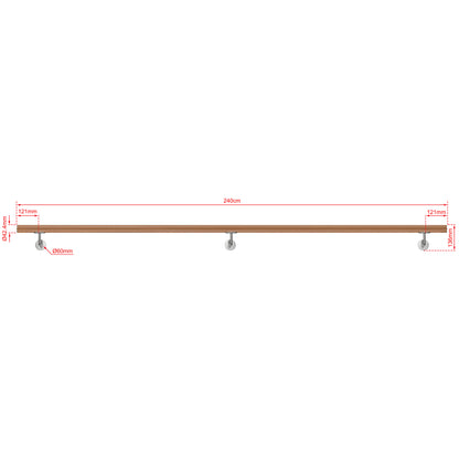 SKY 304 Stainless Steel Wall Mount Handrail, Wood Grain Finish
