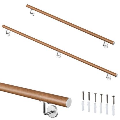 SKY 304 Stainless Steel Wall Mount Handrail, Wood Grain Finish