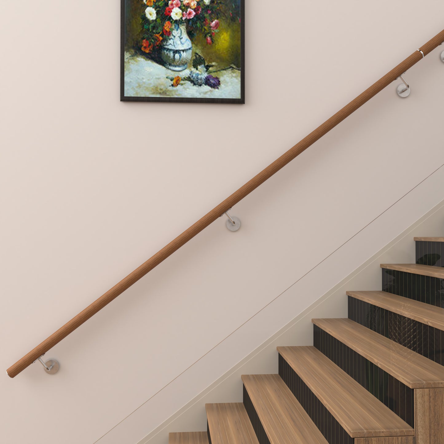 SKY 304 Stainless Steel Wall Mount Handrail, Wood Grain Finish